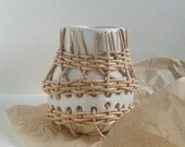 rattan woven ceramic vase, pottery, ceramic vase, rattan, small wicker vase