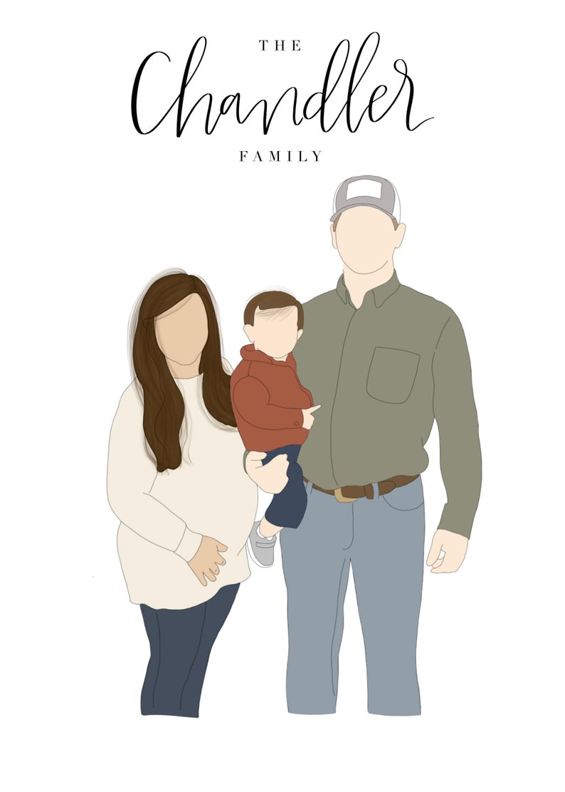 Custom Family PortraitCustom Couple PortraitAnniversary GiftValentines Day GifttWedding GiftEngagement GiftBir