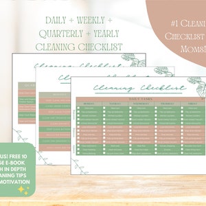 Cleaning Checklist with FREE EBOOK- Printable Cleaning - Stay at Home Mom Cleaning Schedule - ADHD Cleaning - Minimalist Cleaning Schedule