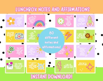 Lunchbox Notes and Lunchbox Affirmations - Lunch Box Notes - Lunch Notes for Kids - Lunchbox Notes Printable