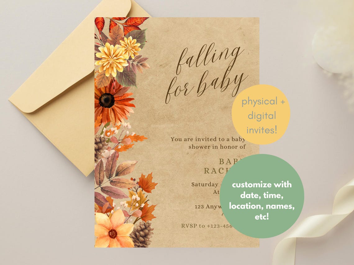 Falling for Baby Shower - Fall Baby Shower Invitation - Autumn Theme ...