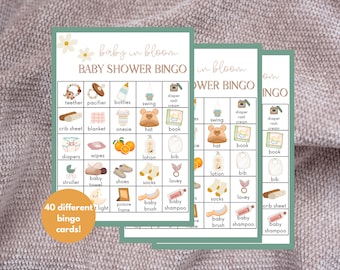 Baby in Bloom Bingo Game - Fun Baby Shower Activity - Instant Download - Coed Baby Shower Game - Floral Baby Bingo Game - Printable Cards