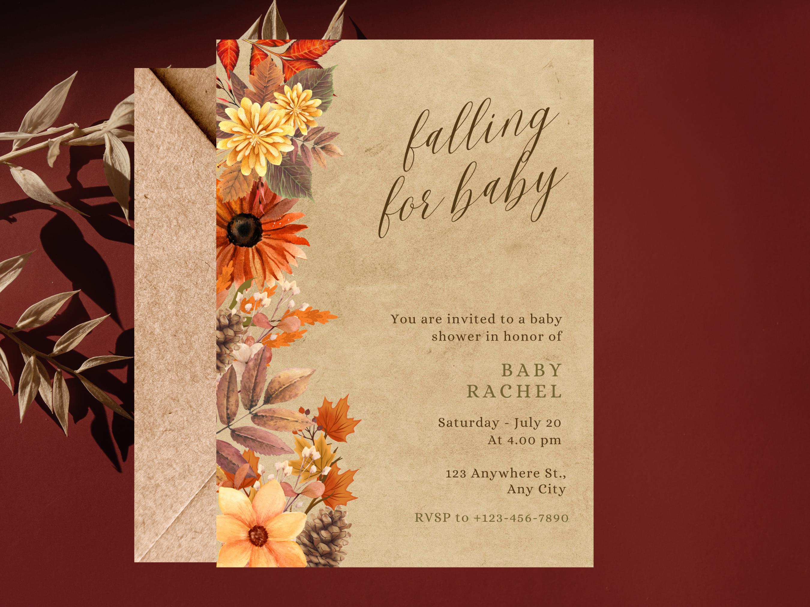 Falling for Baby Shower - Fall Baby Shower Invitation - Autumn Theme ...