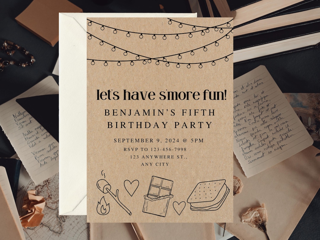 Smore Fun Birthday Party Invitation - S'mores Birthday Party - Bonfire ...