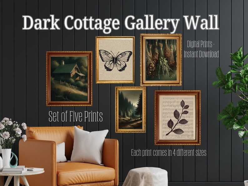 Set of Dark Cottagecore Prints - Moody Gallery Wall - Dark Forest Decor ...