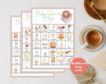 Adorable Baby Shower Bingo with 'Baby is Brewing' Theme - Instant Download Baby Shower Games - Gender Neutral Baby Shower Game - Co-ed Baby