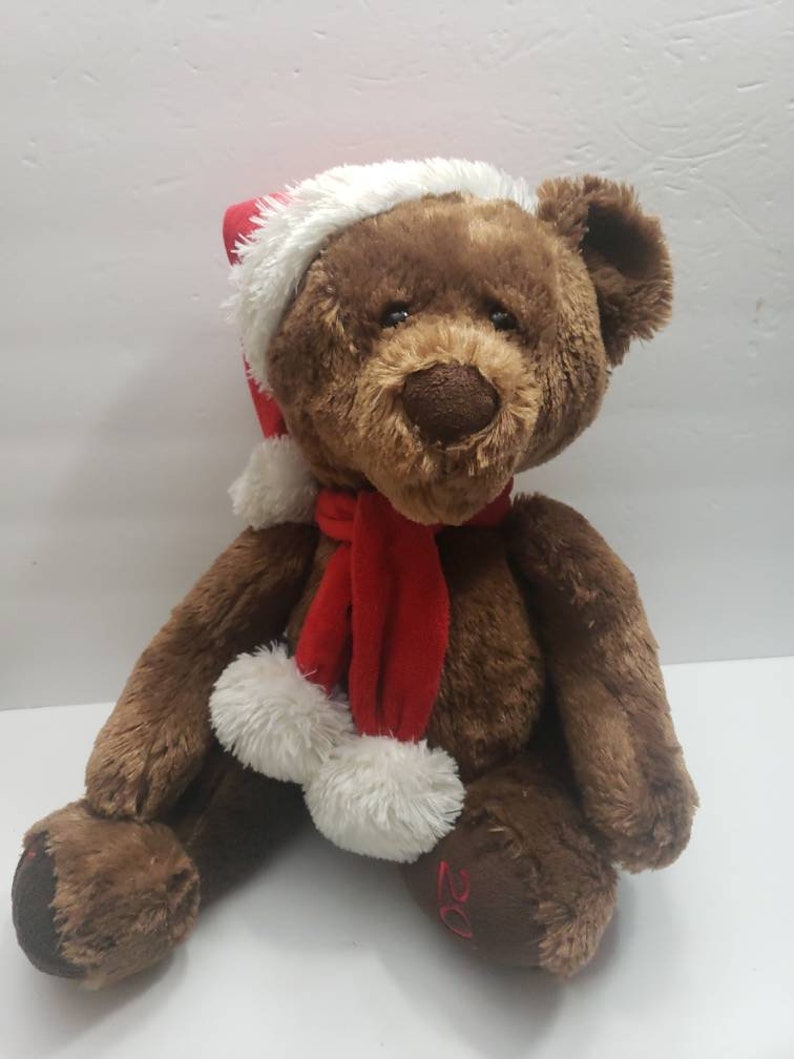 teddy bear with hat and scarf