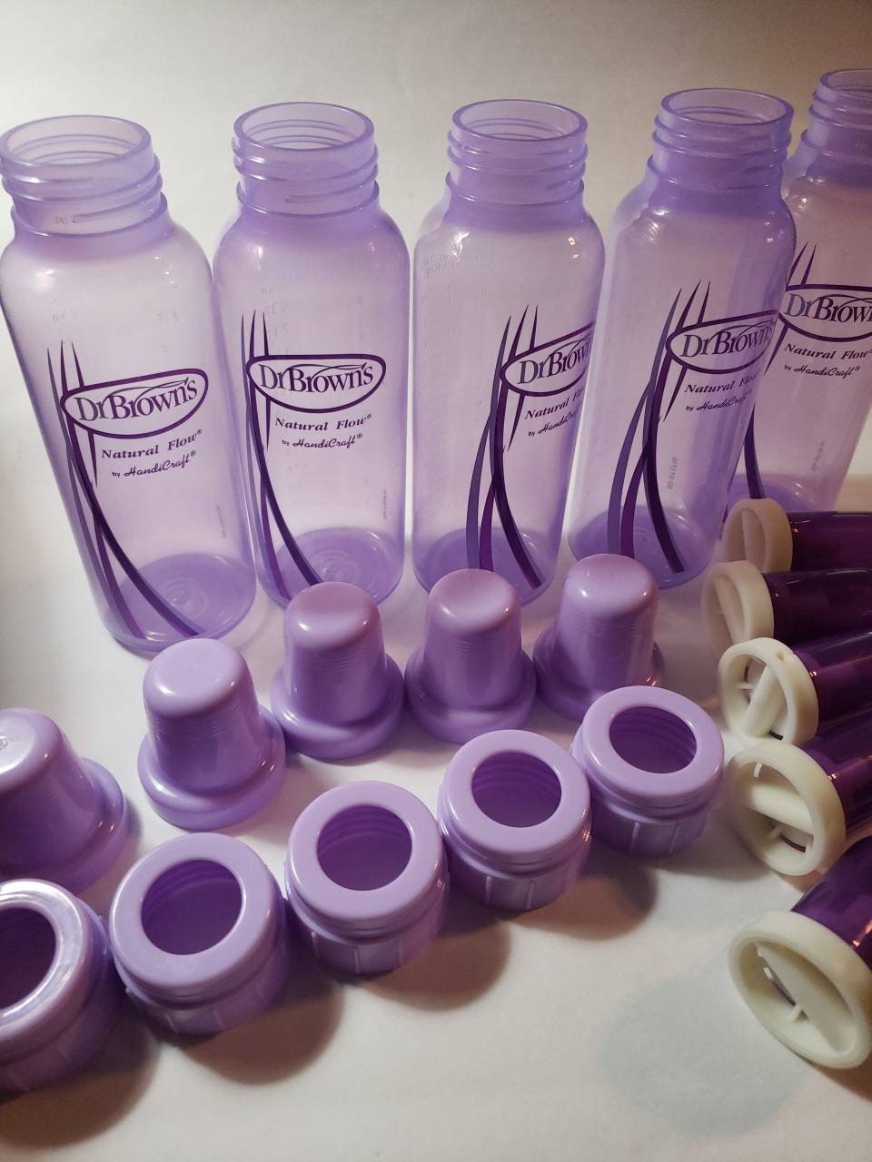 Lot of 5 DR. BRoWN'S Natural Flow Purple Plastic 8 Oz. Etsy