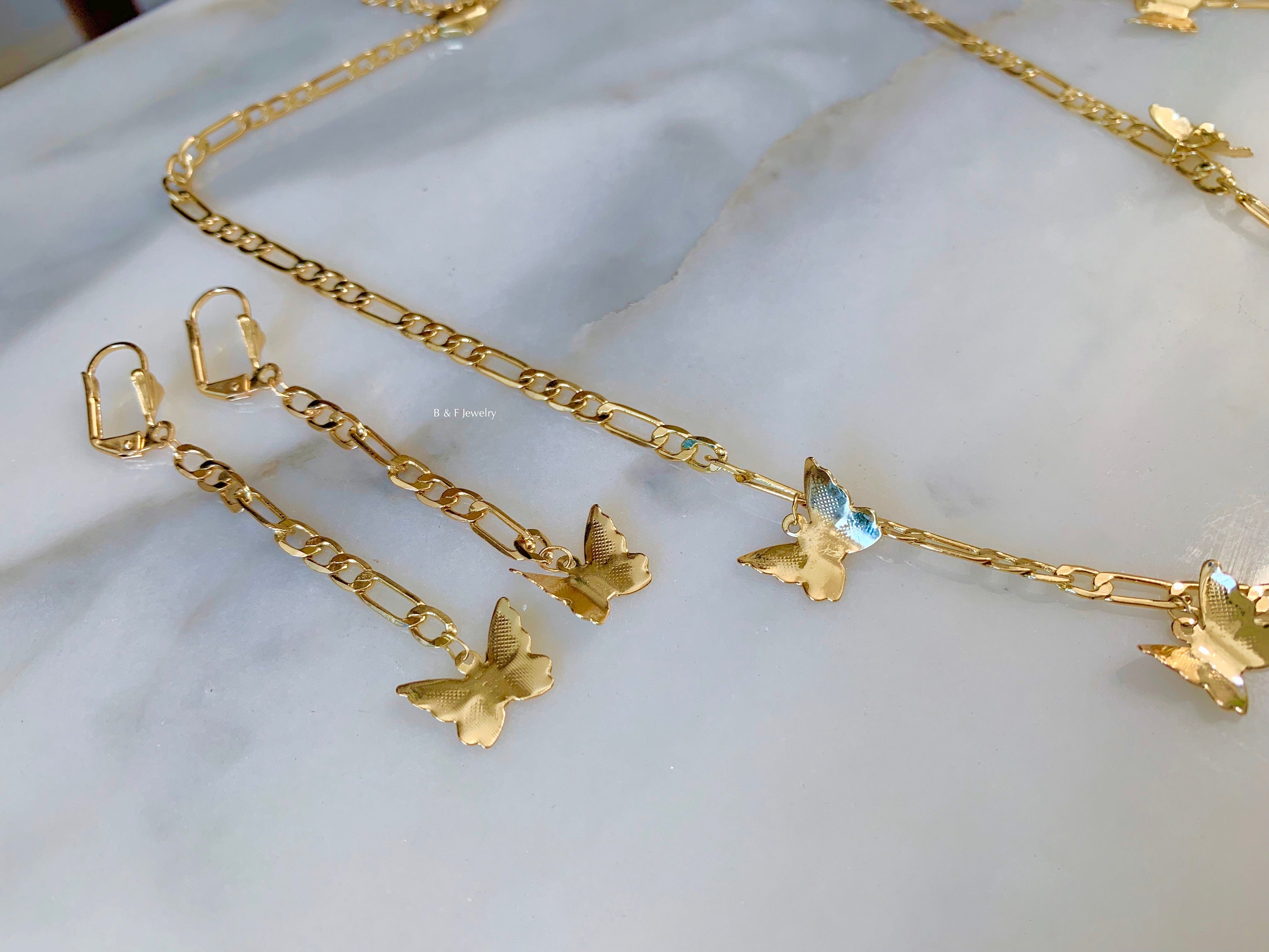 Gold Plated Breakable Butterfly Jewelry Set - Etsy