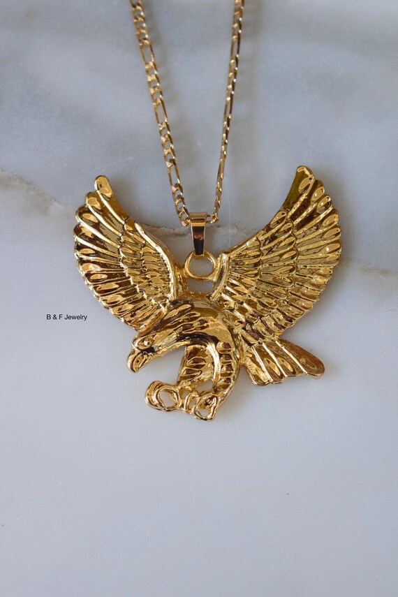 Gold Plated Large Eagle Necklace 