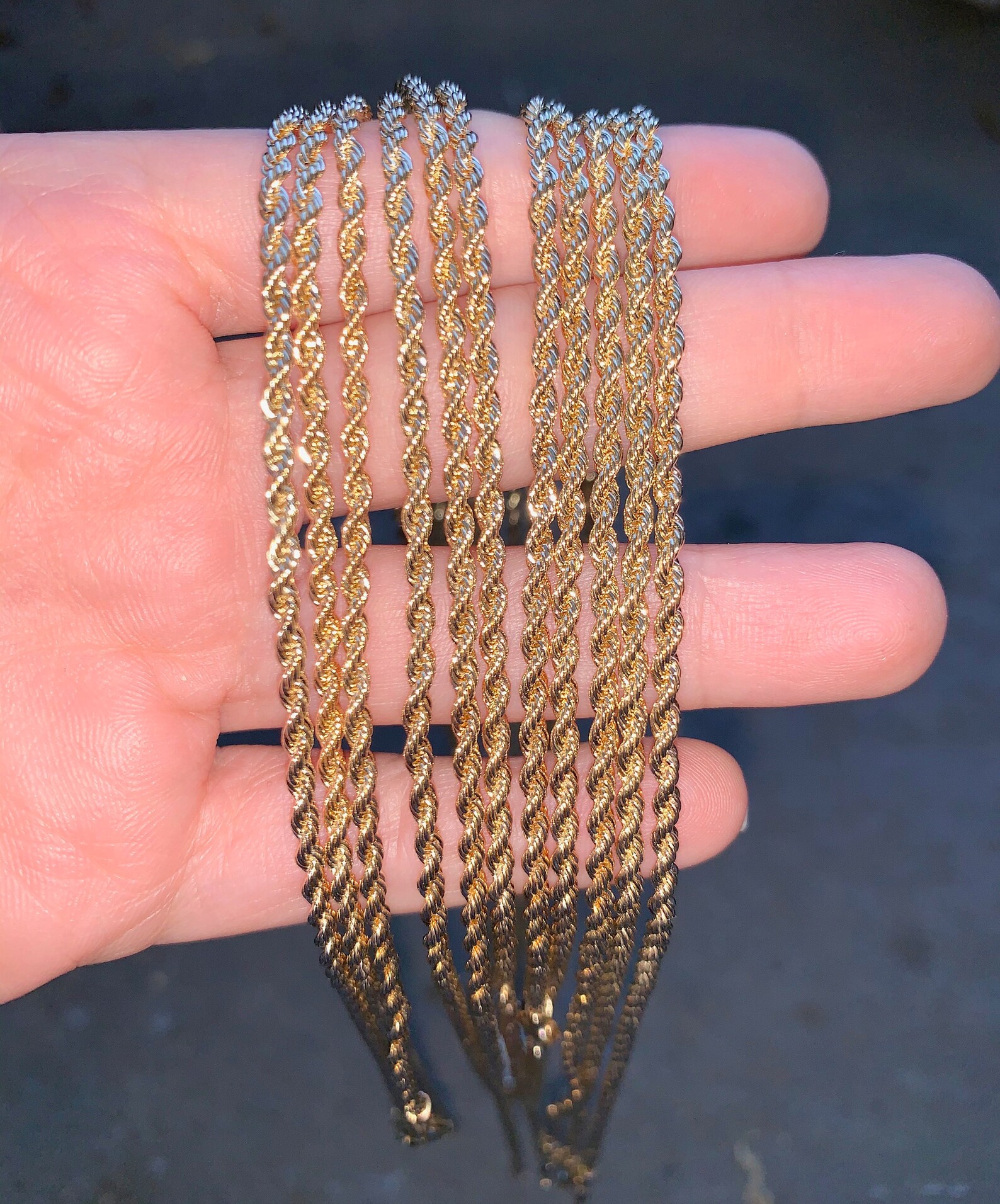 Gold Plated Rope Chain in Multiple Lengths Etsy