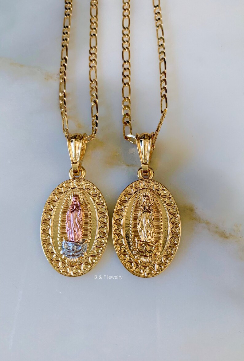 gold plated virgin mary necklace