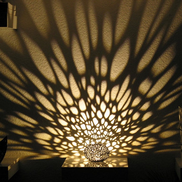 Voronoi Pearl Handmade Decorative Oval Shape Plastic Light Lamp engraved shadow effect