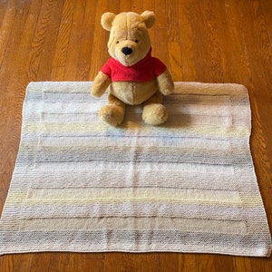 Medium Sized Neutral Colors Stripped Baby Blanket Ready To Ship