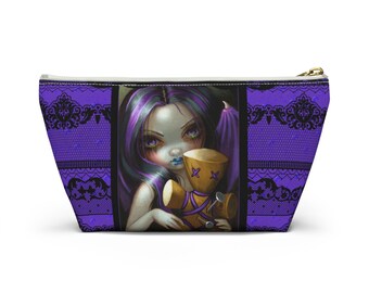 Voodoo Girl Accessory Pouch w T-bottom-  Voodoo Pouch-  Witchy Pouch- Witchy Makeup Bag- Witchy Accessories Bag