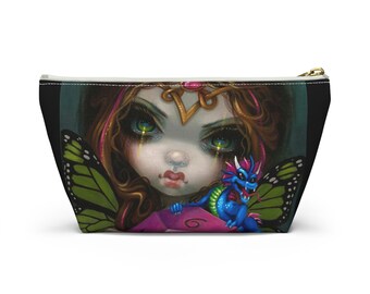 Roll the Dice Butterfly Fairy Accessory Pouch w T-bottom-  Fairy Pouch-  Fairy Core Pouch- Fairy Makeup Bag- Flower Fairy Accessories Bag