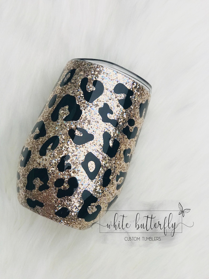 Glittered Leopard Tumbler Leopard Hogg Glitter Tumblers Etsy