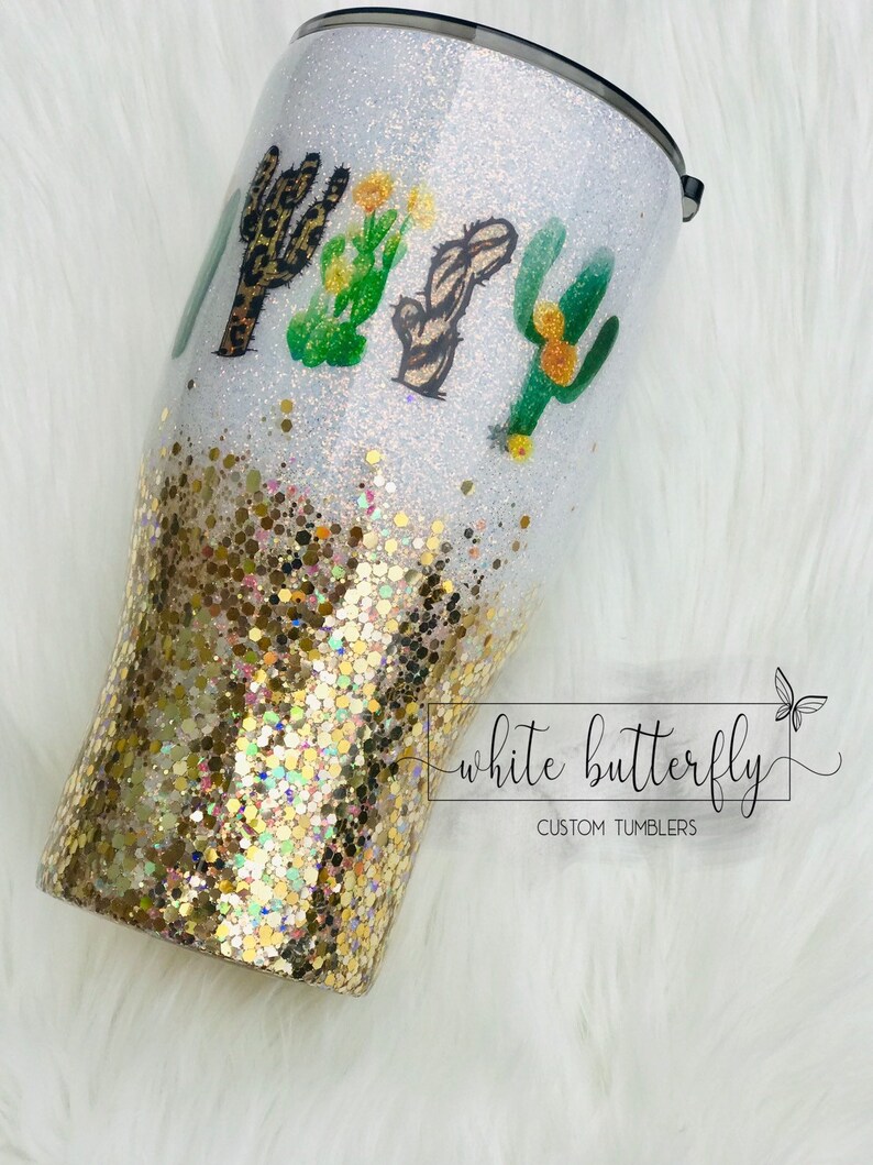 Glittered Cactus Tumbler Leopard Hogg Glitter Tumblers Etsy
