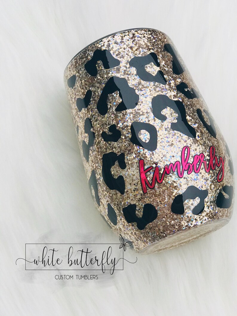 Glittered Leopard Tumbler Leopard Hogg Glitter Tumblers Etsy