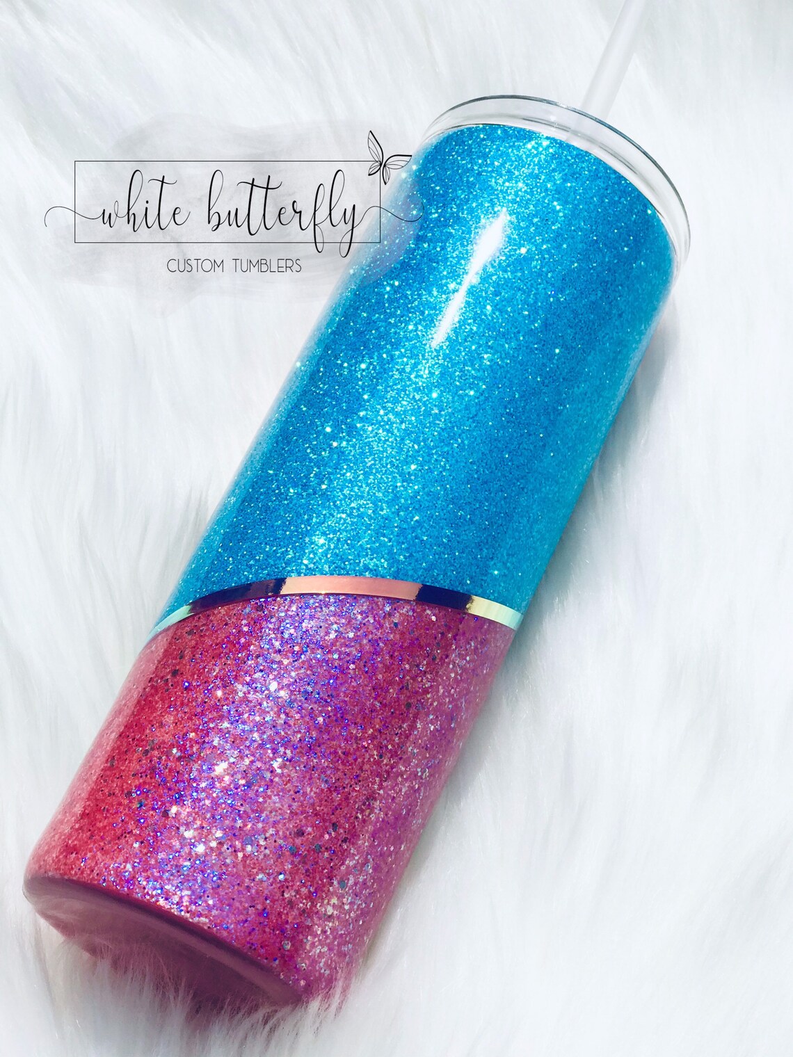 Glittered Floral Split Tumbler Pink Hogg Glitter Tumblers Etsy