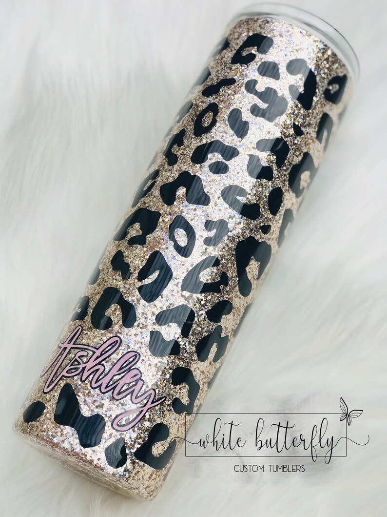 Glittered Leopard Tumbler Leopard Hogg Glitter Tumblers Etsy