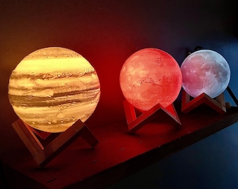 Planet Lamps with 16 Colors (Real Space Data Images) -  Remote and Stand included - 3D printed