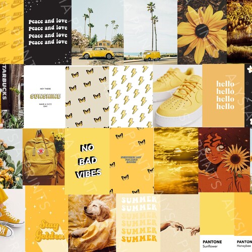 Sunshine Wall Collage Kit digital Download Yellow Photo Etsy