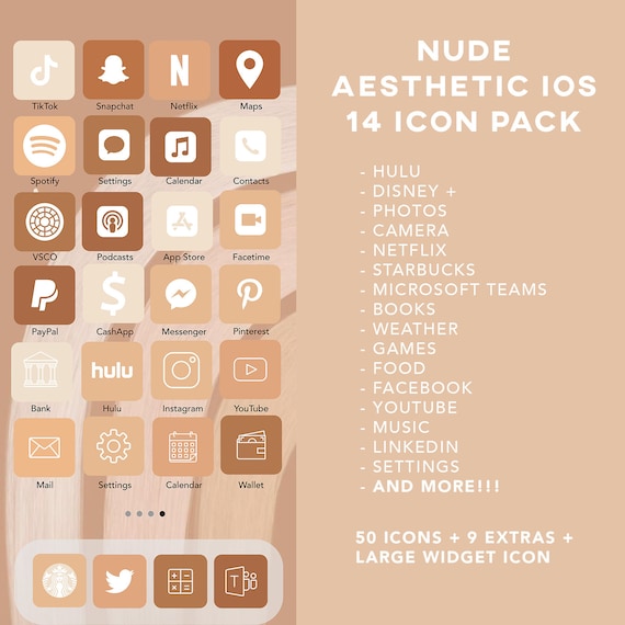 Nude Aesthetic Ios 14 Icons Brown Aesthetic Icons Etsy