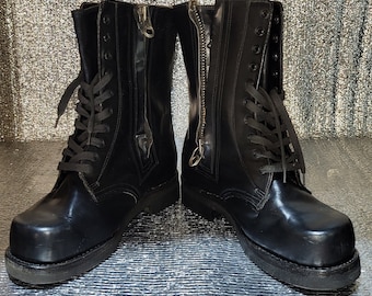 Botas vintage raras de estilo piloto soviético de la URSS con cordones, talla 42, calzado clásico de antaño.