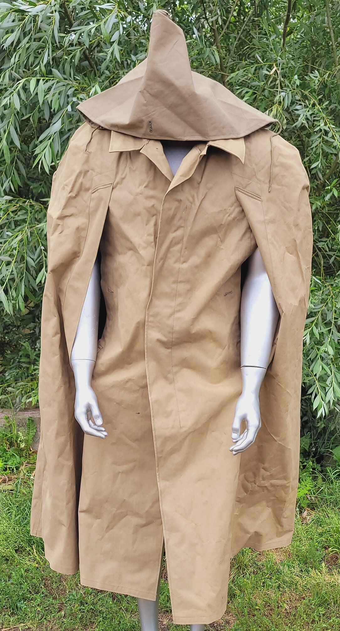 Vintage Rare Rubberized Raincoat Cloak, Old Era Hooded Waterproof