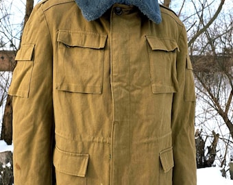 Vintage Rare Winter Field Coat, Fur Collar Old Era Jacket