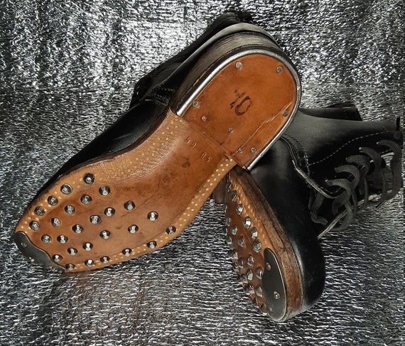 Vintage leather boots with lace 1960s