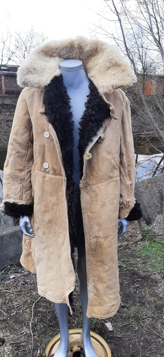Military winter Soviet fur coat 