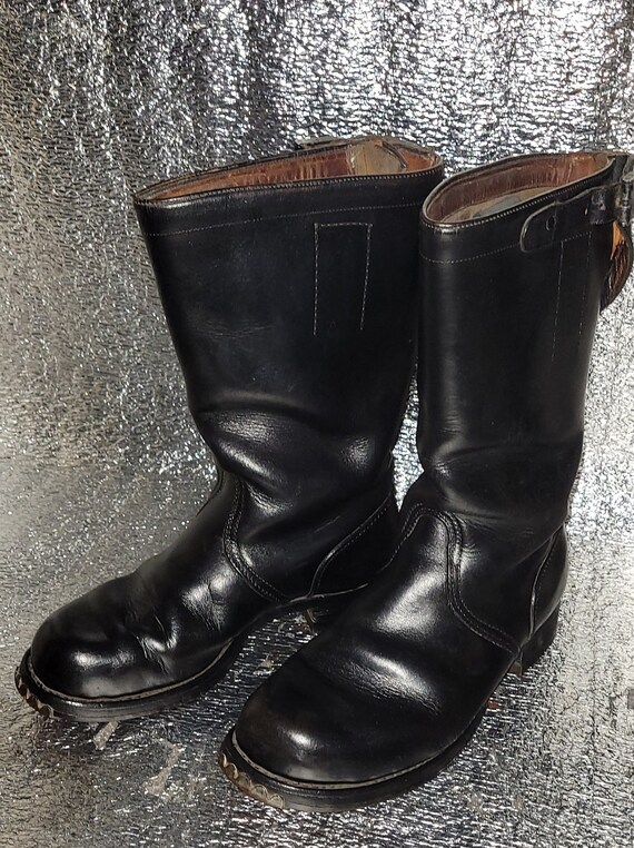 Vintage military red leather boots German army GDR Gem