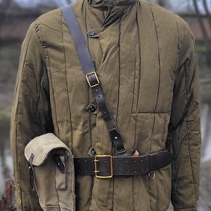 Vintage Telogreika gewatteerde jas uit de jaren 80, olijfgroen katoen, Sovjet-Russische winterjas.