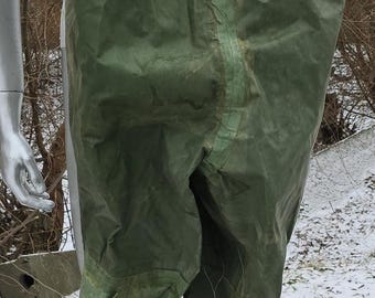 Overol vintage de goma para vadear, largo completo, botas altas verdes