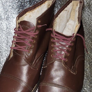Vintage leather boots lace insulated officer USSR