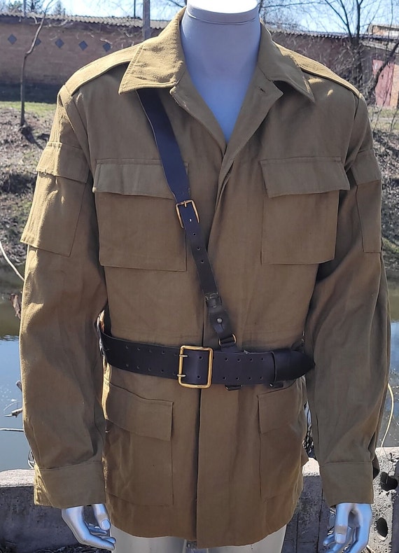 Vintage military summer jacket Afghan officer lea… - image 9