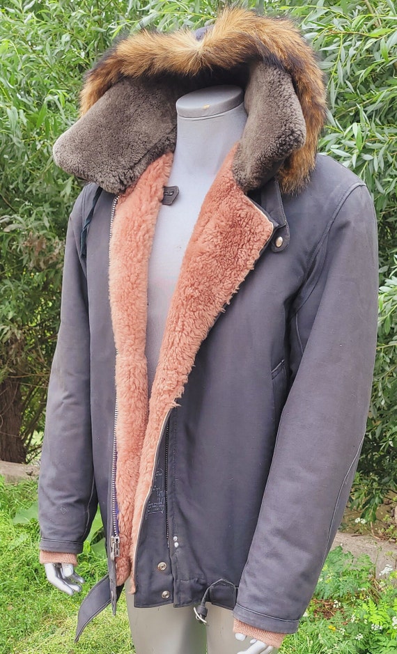 Vintage Rare Military Fur Jacket With Hood for Highest