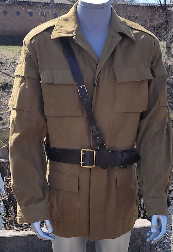 Vintage military summer jacket Afghan officer lea… - image 4