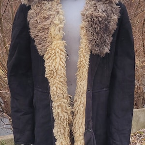Vintage winter fur coat natural sheepskin USSR 1970s