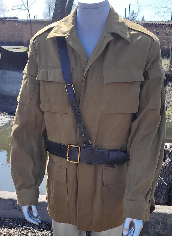 Vintage military summer jacket Afghan officer lea… - image 10