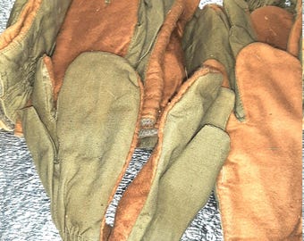 Mitones de tres dedos vintage de la década de 1970, guantes de invierno de algodón con aislamiento de la URSS