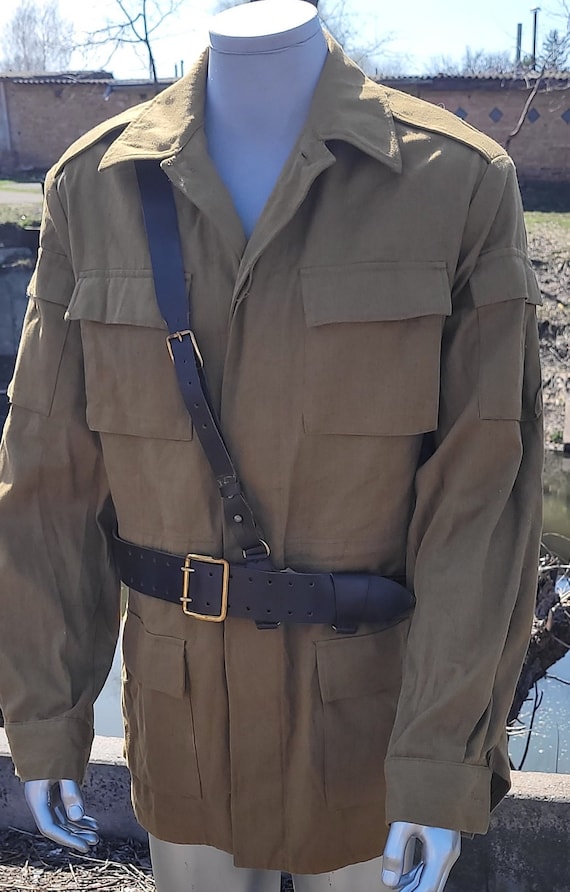 Vintage military summer jacket Afghan officer lea… - image 7