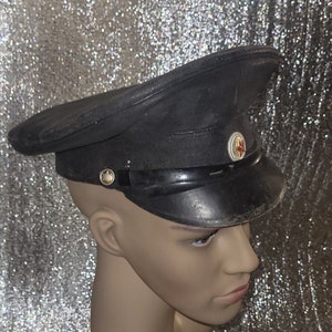 Vintage military rare leather cap from 1940s