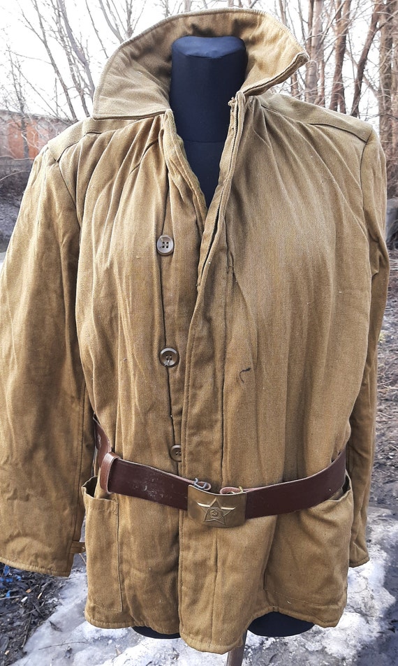 Soviet military jacket FUFAIKA soldier's belt Ukr… - image 3