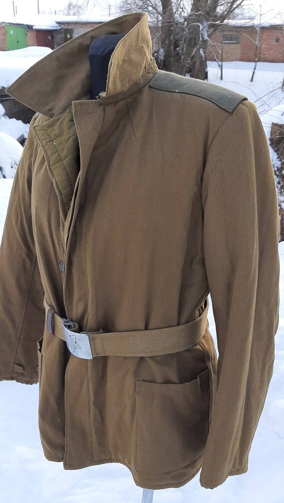 Vintage Soviet jacket FUFAIKA soldier's belt Ukra… - image 9