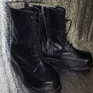 Vintage leather combat boots with zipper pilot USSR Air Force