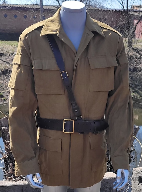 Vintage military summer jacket Afghan officer lea… - image 5