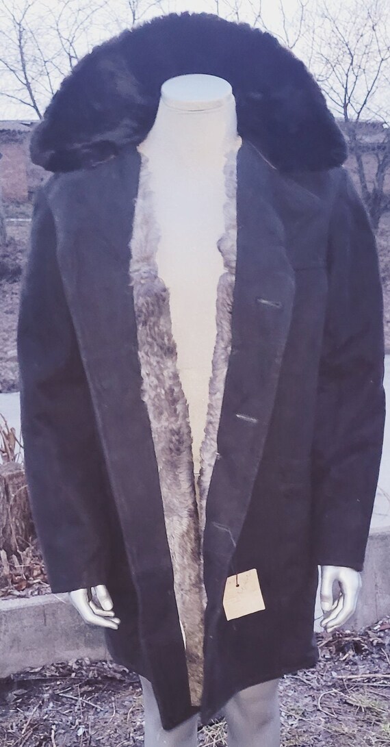 Vintage military Soviet fur coat natural sheepskin po… Gem